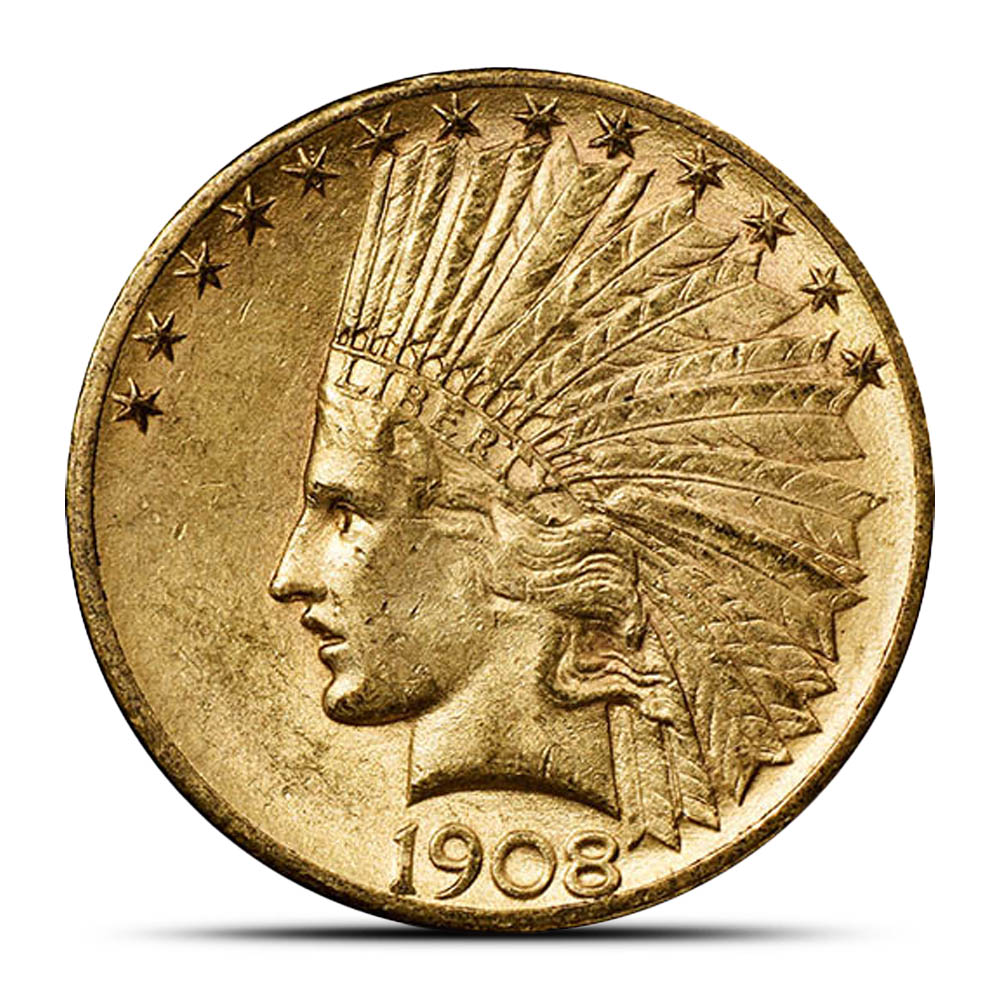 Pre-33 $10 Indian Gold Eagle Coin (Cleaned)