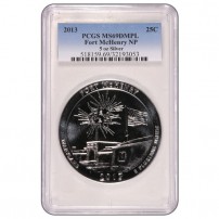 2013 5 oz ATB Fort McHenry Silver Coin MS69 (Varied Label, PCGS or NGC)