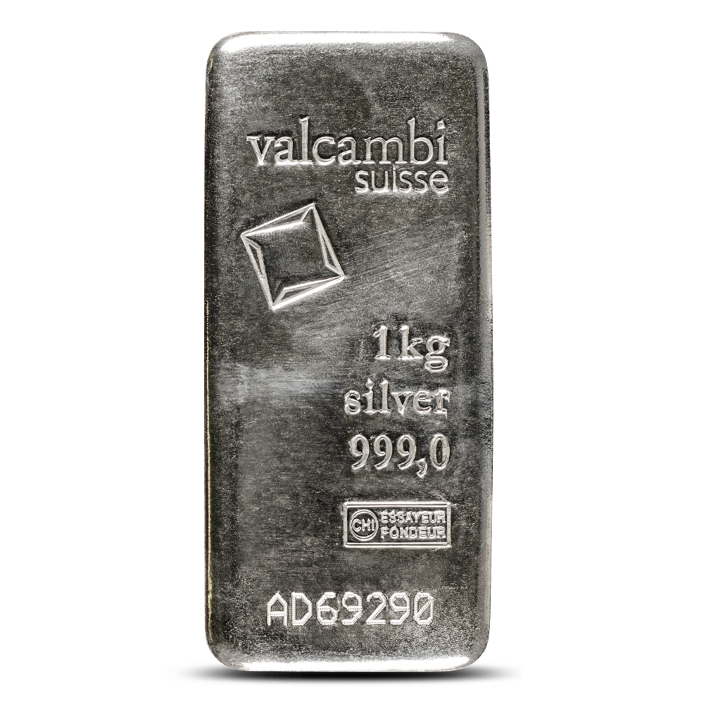 1 Kilo Valcambi Cast Silver Bar (New w/ Assay)