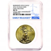 2016-W 1 oz Burnished American Gold Eagle Coin NGC MS70 ER
