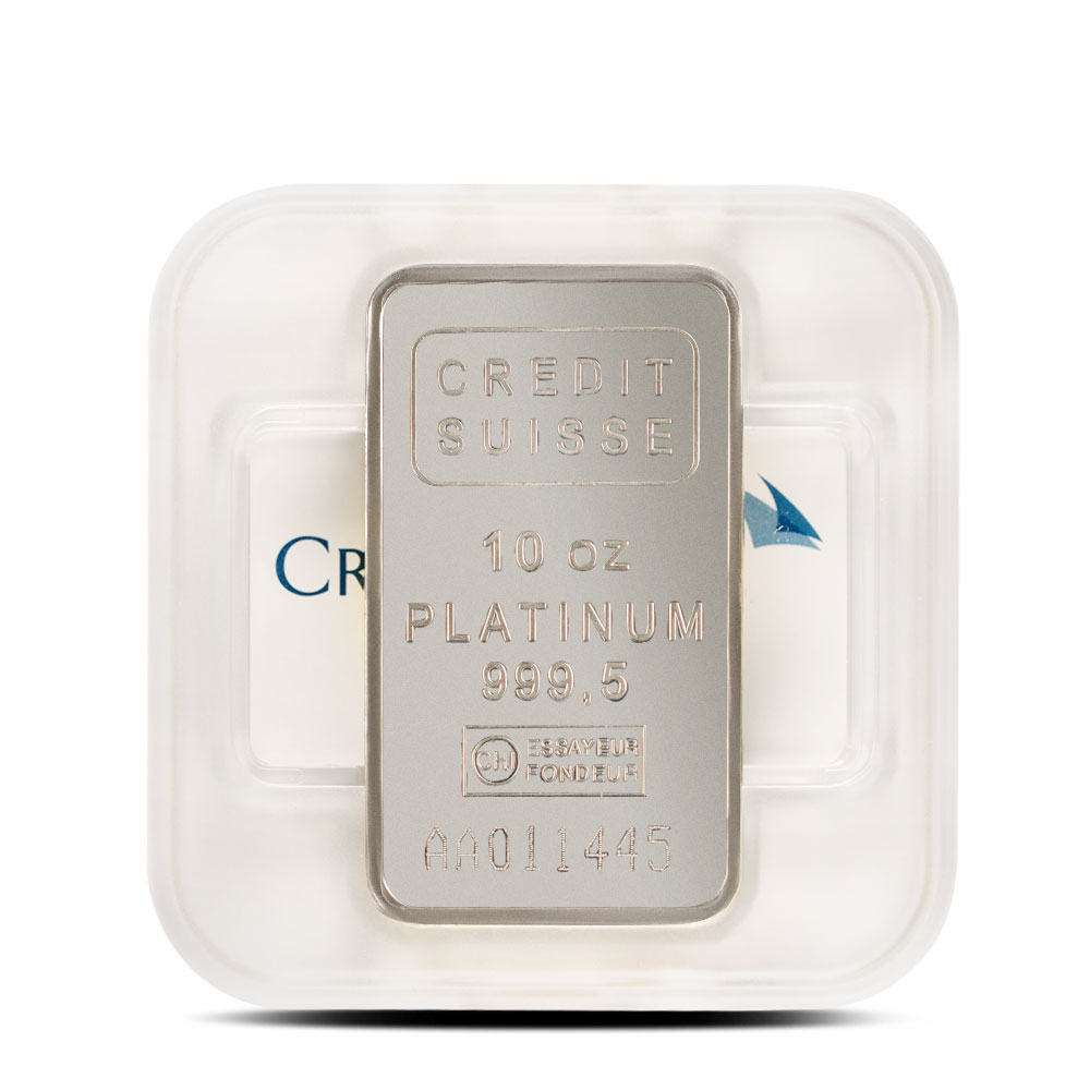 10 oz Credit Suisse Platinum Bar (New w/ Assay)