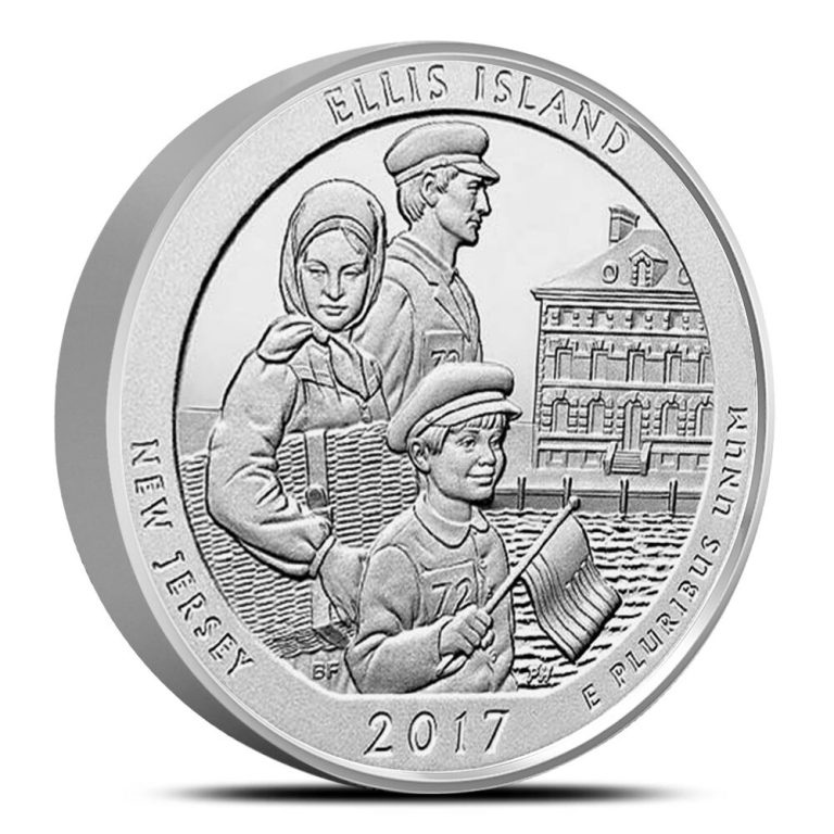 2017 5 oz ATB Ellis Island National Monument Statue of Liberty Silver Coin
