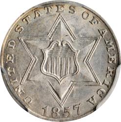 1857 Silver Three-Cent Piece