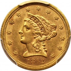 1862 Liberty Head $2.50 Gold Coin