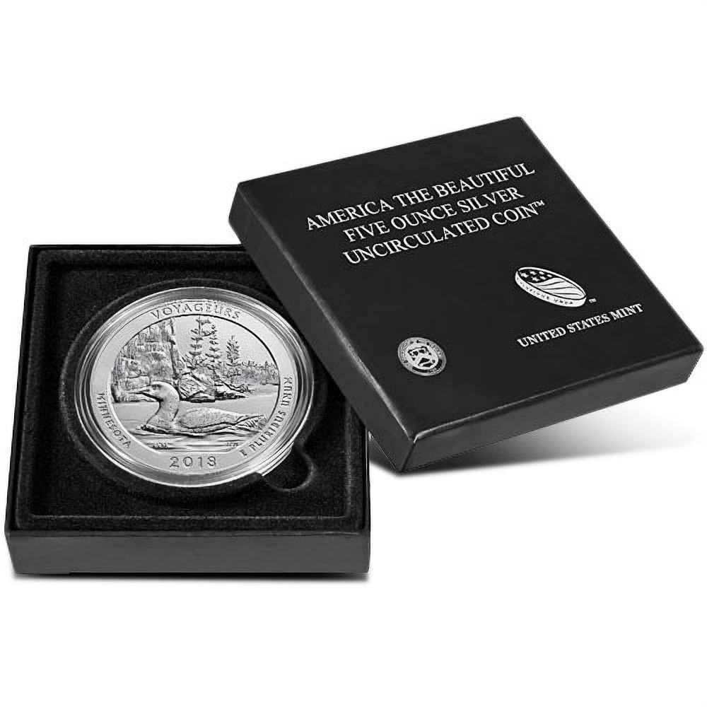 2018-P 5 oz Burnished ATB Voyageurs National Park Silver Coin (Box + CoA)