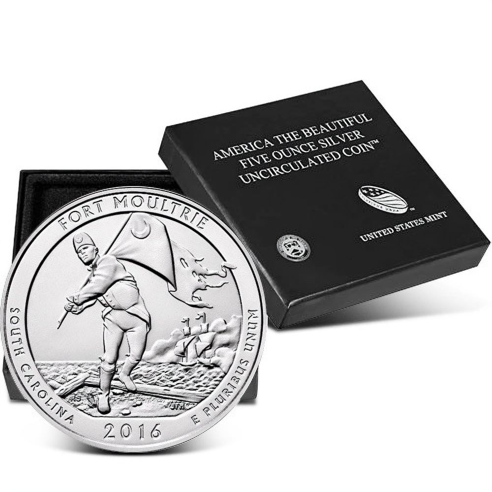 2016-P 5 oz Burnished ATB Fort Moultrie Silver Coin (Box + CoA)