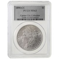 1890-CC Morgan Silver Dollar Coin PCGS MS63