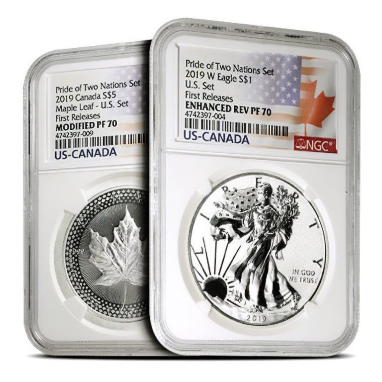 2019 US Mint Pride of Two Nations Silver 2-Coin Set NGC PF70 (Varied Label)