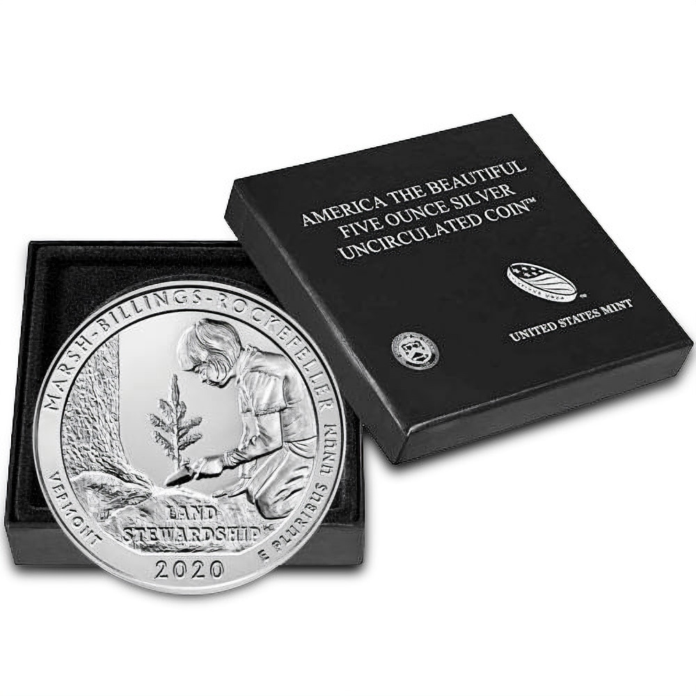 2020-P 5 oz Burnished ATB Marsh-Billings-Rockefeller National Historical Park Silver Coin (Box + CoA)