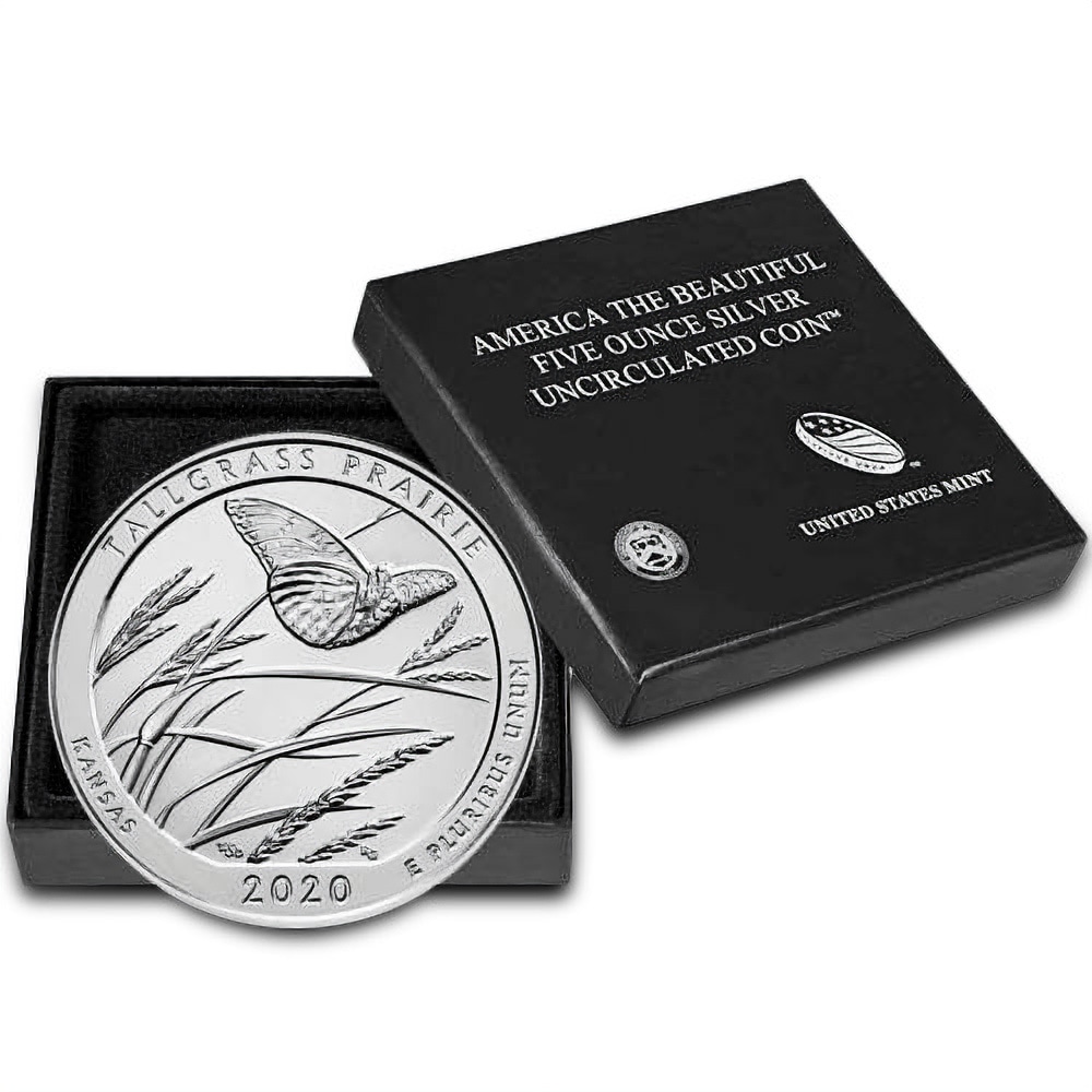 2020-P 5 oz Burnished ATB Tallgrass Prairie National Preserve Silver Coin (Box + CoA)