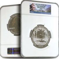 2013 5 oz ATB White Mountain Silver Coin MS69 (Varied Label, PCGS or NGC)