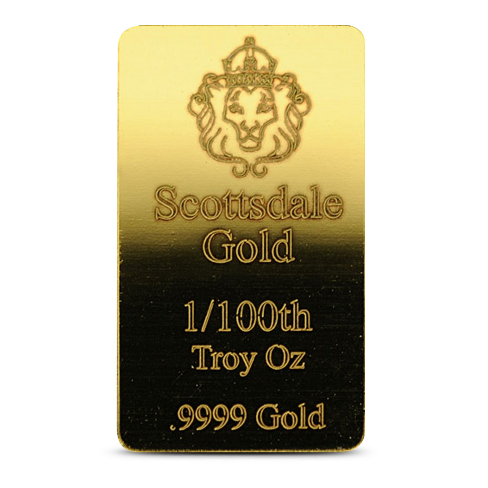 1/100 oz Gold Bar (Varied Condition, Any Mint)