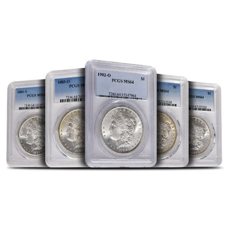 Morgan Silver Dollar 5-Coin Set PCGS MS64 (1878-1904)