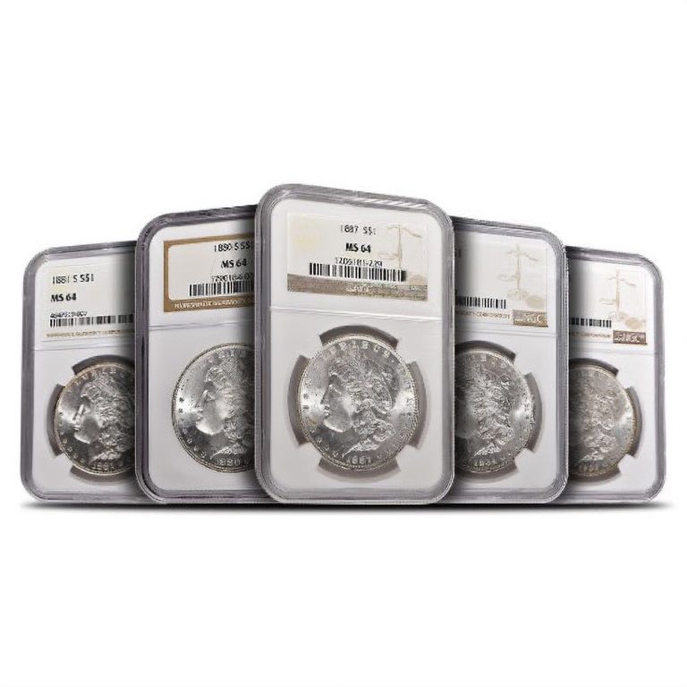 Morgan Silver Dollar 5-Coin Set NGC MS64 (1878-1904)
