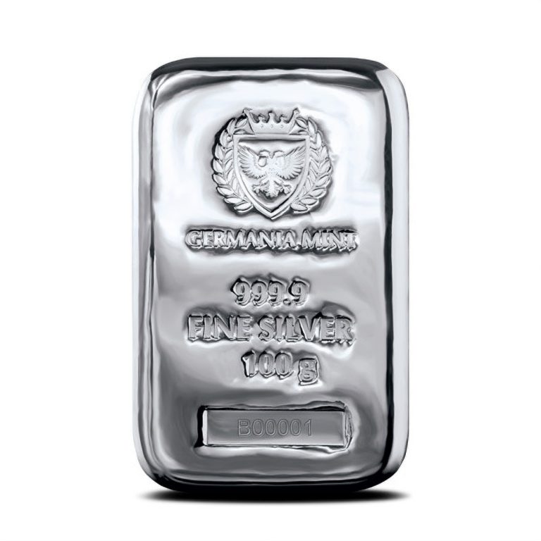 100 Gram Germania Mint Cast Silver Bar (New)