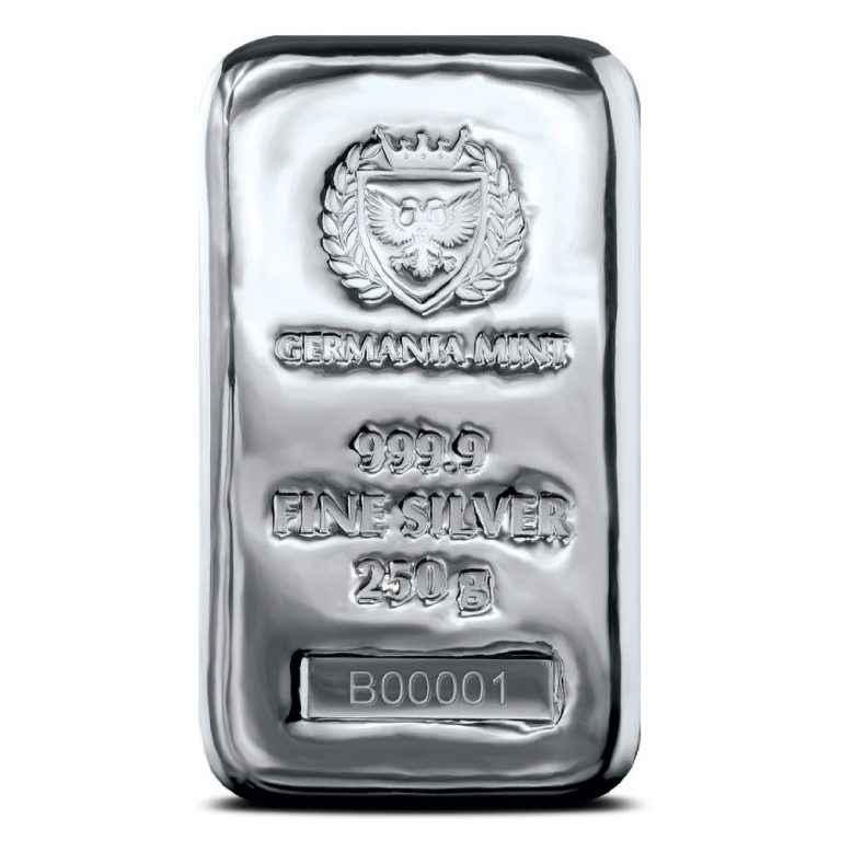 250 Gram Germania Mint Cast Silver Bar (New)