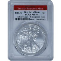 2020-S 1 oz American Silver Eagle Coin PCGS MS70 FDOI