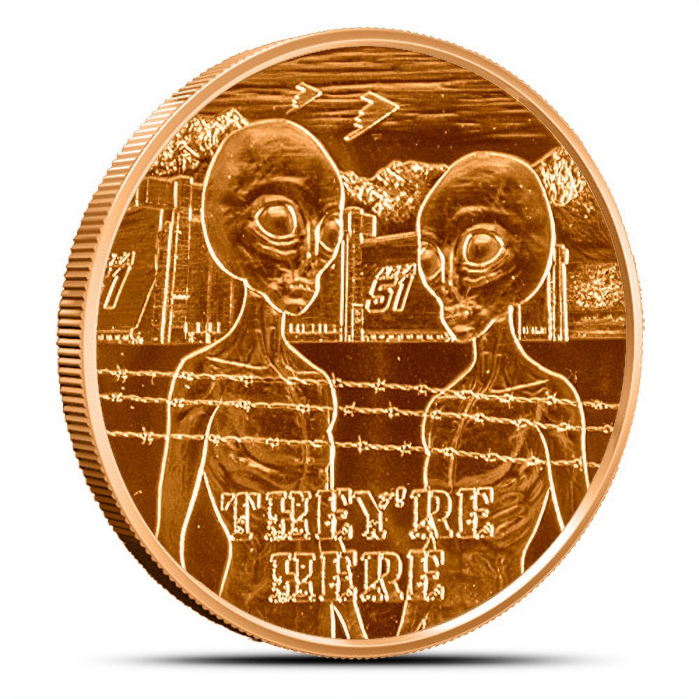 1 oz They’re Here Aliens Copper Round (New)