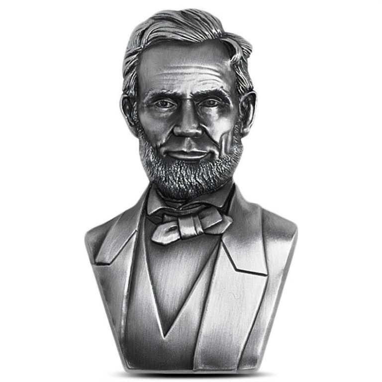 2022 2 oz Antique Republic of Chad Silver Abraham Lincoln Shaped Coin (High Relief)