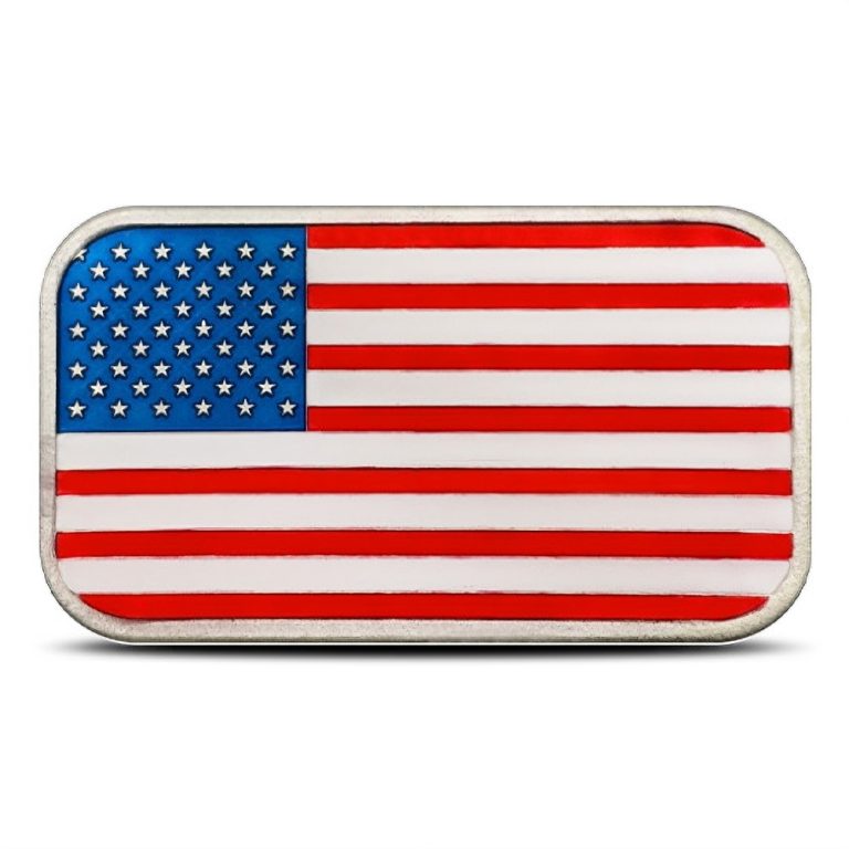 1 oz Colorized SilverTowne American Flag Silver Bar (New)