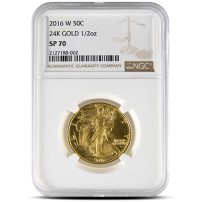 2016 1/2 oz American Gold Walking Liberty Half Dollar Coin SP70 (Varied Label, PCGS or NGC)