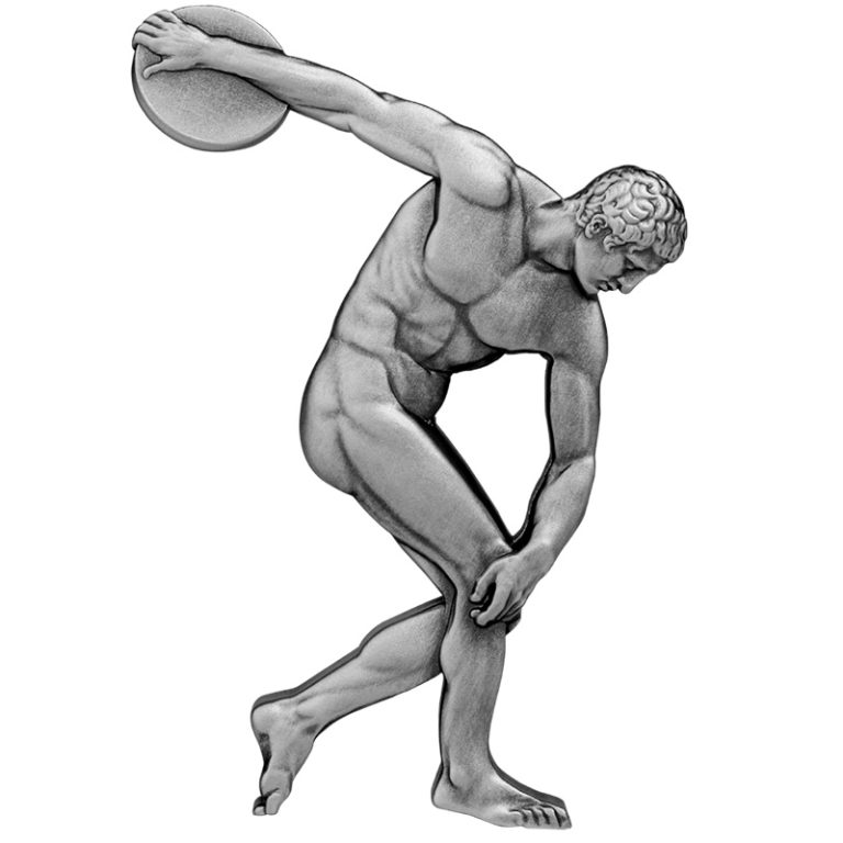 2022 2 oz Antique Republic of Chad Silver Discobolus Coin (High Relief)