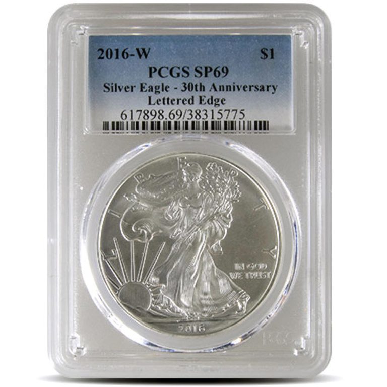 1 oz Burnished American Silver Eagle Coin SP69 (Random Year, Varied Label, PCGS or NGC)