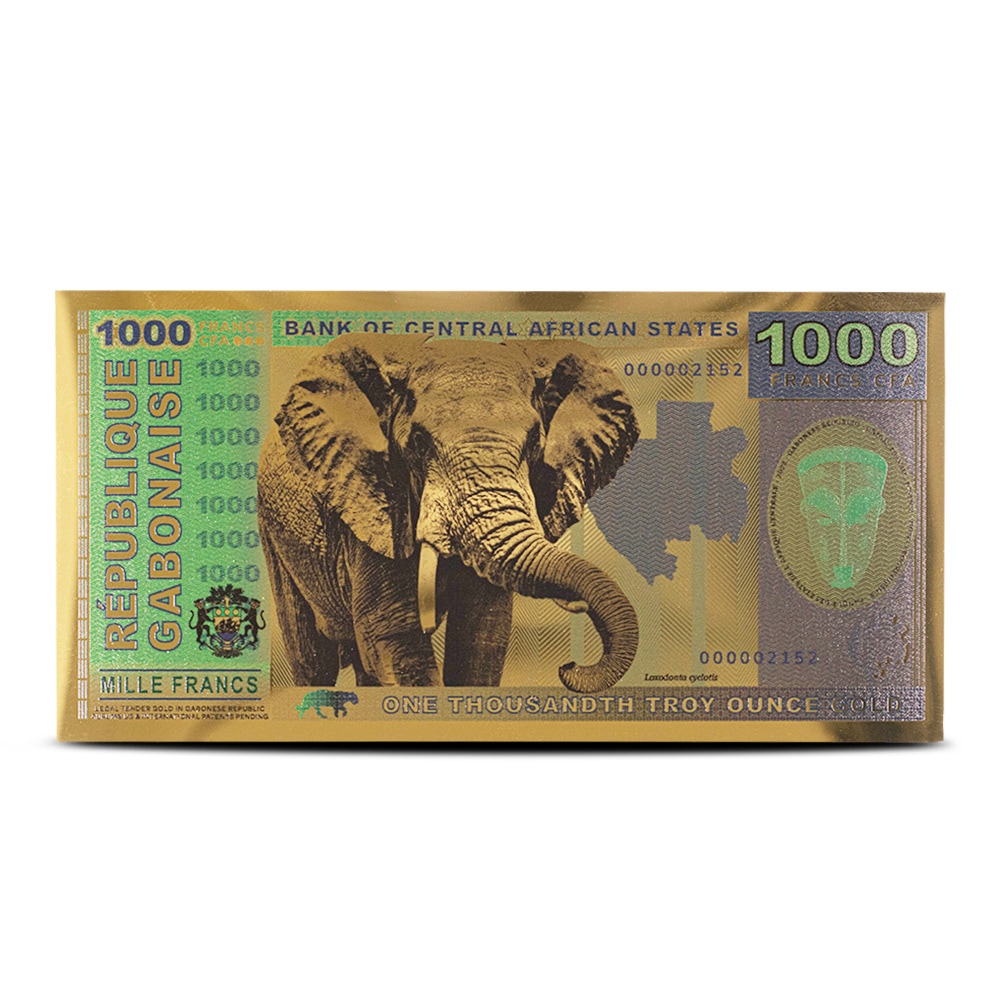 2022 1/1000 oz Gabon Elephant Gold Note (New w/ CoA)