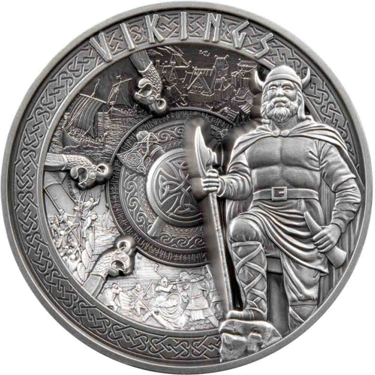 2023 1 Kilo Antique Samoa Silver Vikings Coin (Box + CoA)
