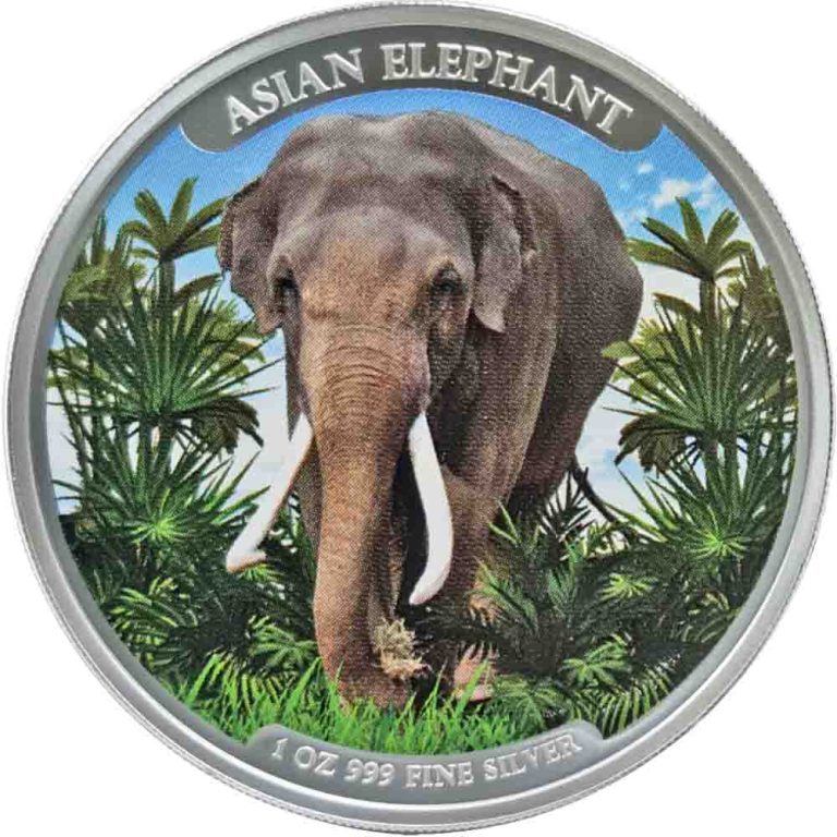 2023 1 oz Colorized Cambodia Silver Asian Elephant Coin (BU)