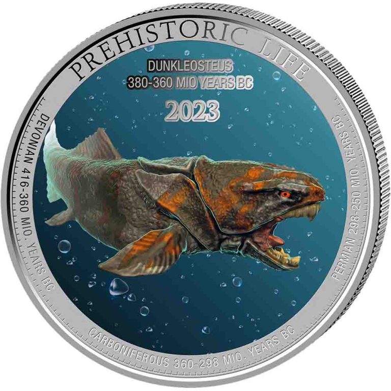 2023 1 oz Colorized Congo Silver Dunkleosteus Coin (BU)