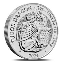 2024 2 oz British Silver Tudor Beasts The Tudor Dragon Coin (BU)