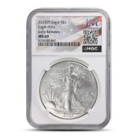 2025 (P) 1 oz Eagle Privy American Silver Eagle Coin NGC MS69 ER - JM Bullion Flag Label