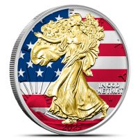 2025 1 oz Colorized American Silver Eagle Coin (Gilded, In Capsule)
