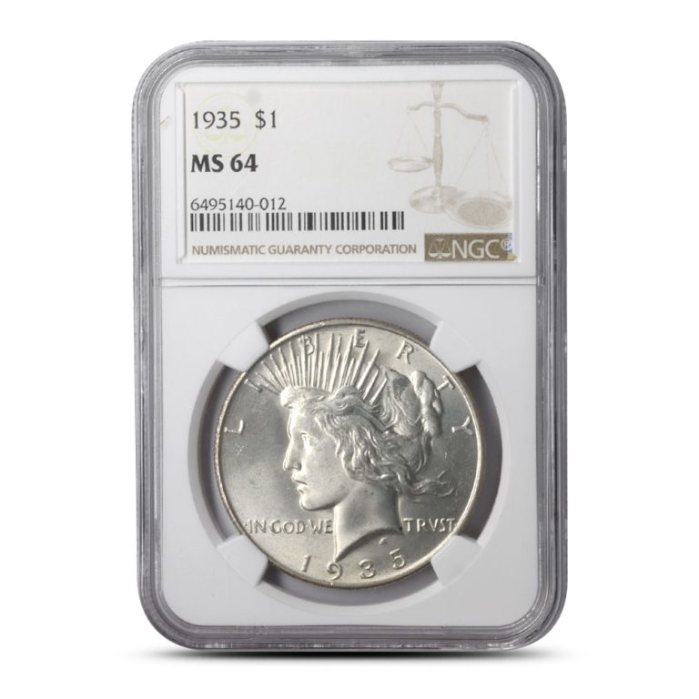 1935 Peace Silver Dollar Coin NGC MS64