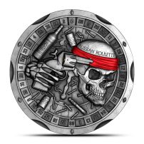 2025 2 oz Antique Republic of Chad Silver Russian Roulette Coin (Box + CoA, Ultra High Relief)