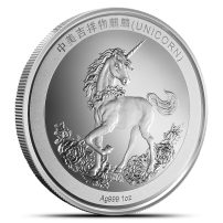 2019 1 oz Chinese Silver 25th Anniversary Unicorn Dollar Coin (Restrike)