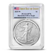 2025-W 1 oz Burnished American Silver Eagle Coin PCGS SP70 FDOI