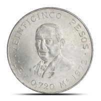 1972 25 Pesos Mexican Silver Juarez Coin