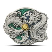 2024 2 oz Colorized Chinese Split Two Dragons Silver Medal (Box + CoA)