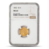 1852 Pre-33 $2.50 Liberty Gold Quarter Eagle Coin NGC MS64