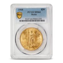 1908 Pre-33 $20 Saint Gaudens Gold Double Eagle Coin PCGS MS64