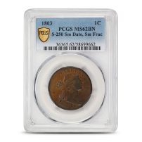 1803 Draped Bust Cent PCGS MS62 BN (S-250 Small Date, Small Frac)
