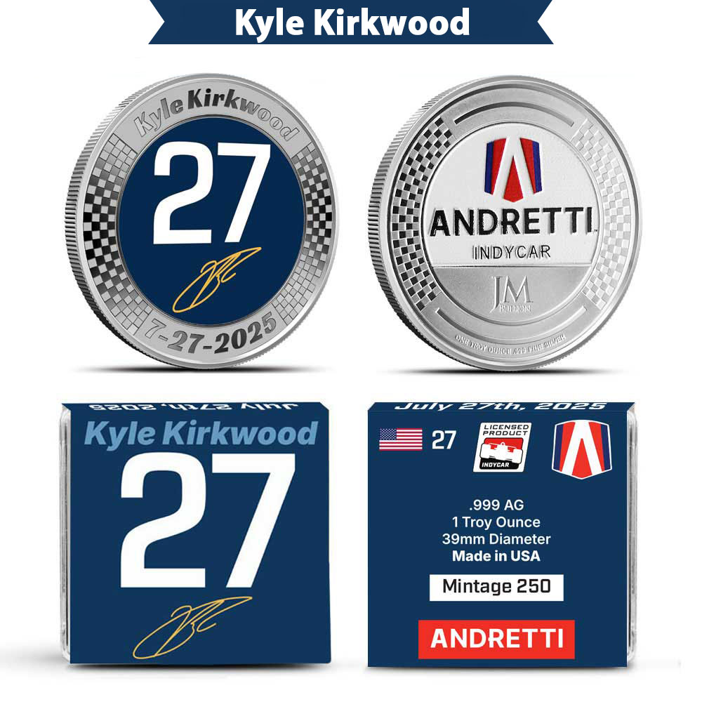 2025 1 oz Andretti IndyCar Kyle Kirkwood Colorized Silver Round (New)