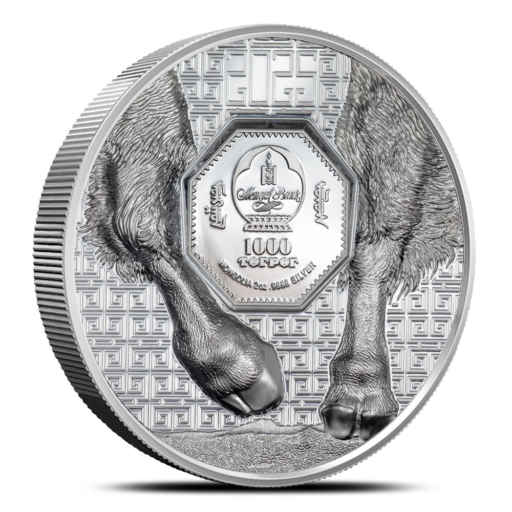 2025 2 oz Black Proof Mongolia Silver Bison Coin (Ultra High