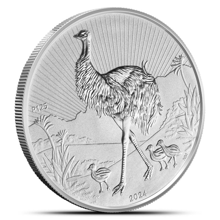 2024 10 oz Australian The Next Generation Emu Mother and Baby Silver Coin