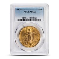 1924 $20 Saint Gaudens Gold Double Eagle Coin MS63 (PCGS or NGC)