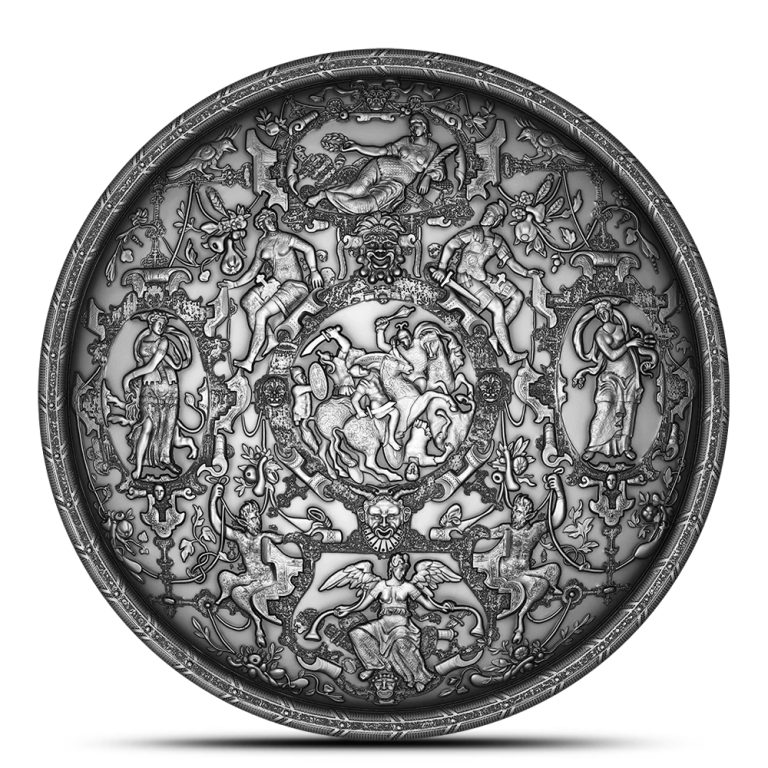 2025 2 oz Antique Niue Silver Ghisi Shield Convex Concave Coin (Box + CoA)