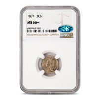 1874 Liberty Head 3 Cent Nickel NGC MS66+ CAC