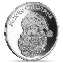 1 oz Santa Face Merry Christmas Silver Round (New)